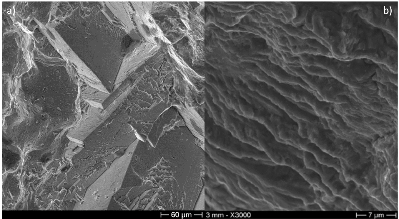 micrografie della superficie di rottura